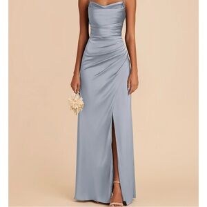 Birdy Grey Matte Satin Dusty Blue Bridesmaid Dress